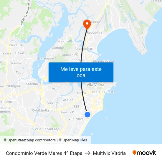 Condomínio Verde Mares 4º Etapa to Multivix Vitória map
