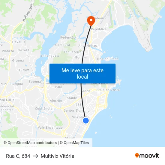 Rua C, 684 to Multivix Vitória map