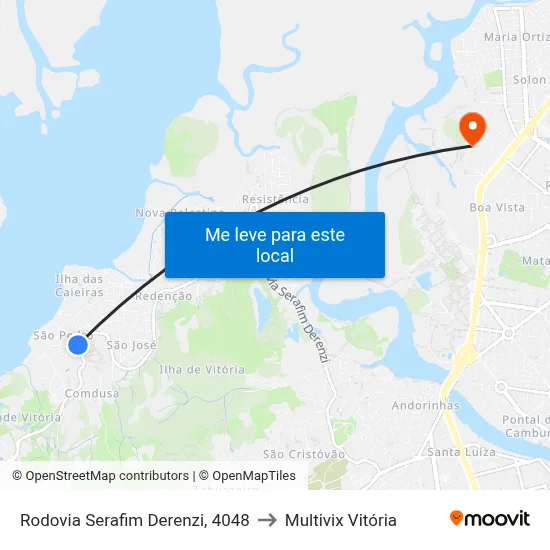 Rodovia Serafim Derenzi, 4048 to Multivix Vitória map