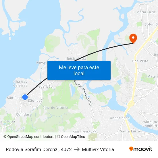 Rodovia Serafim Derenzi, 4072 to Multivix Vitória map