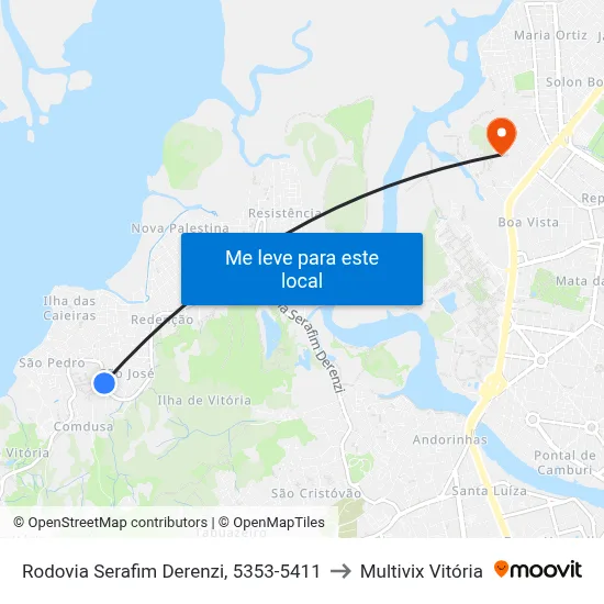Rodovia Serafim Derenzi, 5353-5411 to Multivix Vitória map