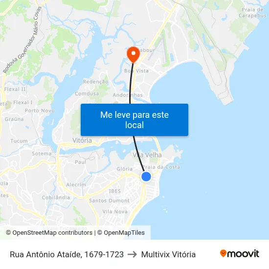 Rua Antônio Ataíde, 1679-1723 to Multivix Vitória map