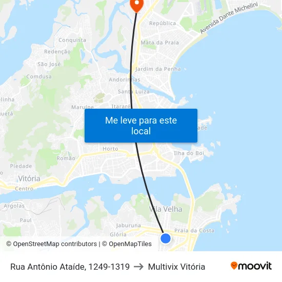 Rua Antônio Ataíde, 1249-1319 to Multivix Vitória map