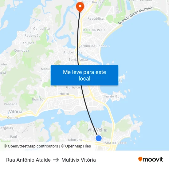 Rua Antônio Ataíde to Multivix Vitória map