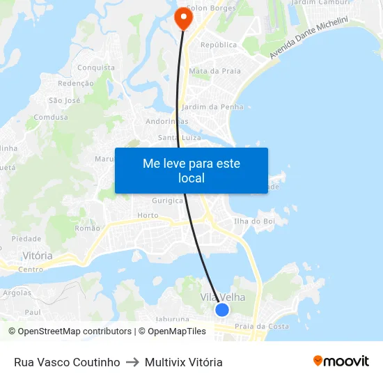 Rua Vasco Coutinho to Multivix Vitória map