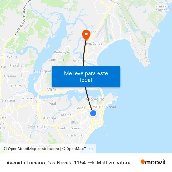 Avenida Luciano Das Neves, 1154 to Multivix Vitória map