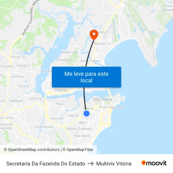 Secretaria Da Fazenda Do Estado to Multivix Vitória map
