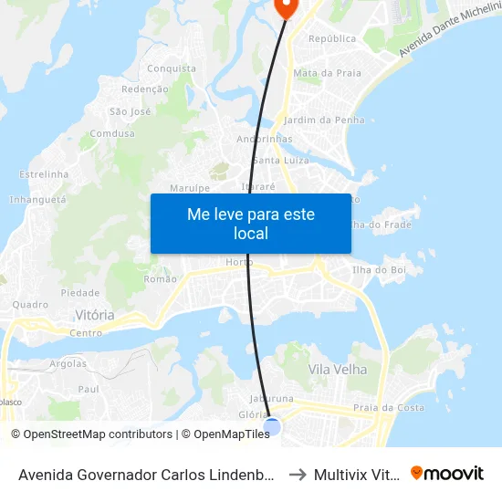 Avenida Governador Carlos Lindenberg, 722 to Multivix Vitória map