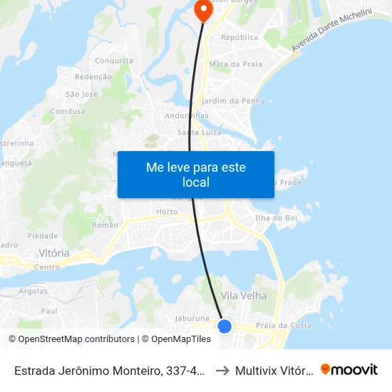 Estrada Jerônimo Monteiro, 337-413 to Multivix Vitória map
