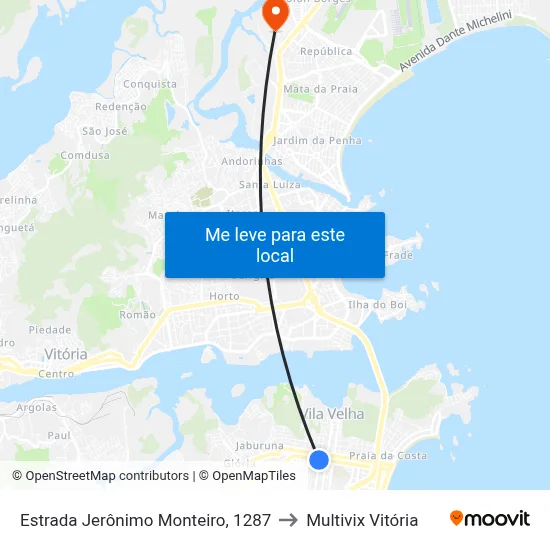 Estrada Jerônimo Monteiro, 1287 to Multivix Vitória map