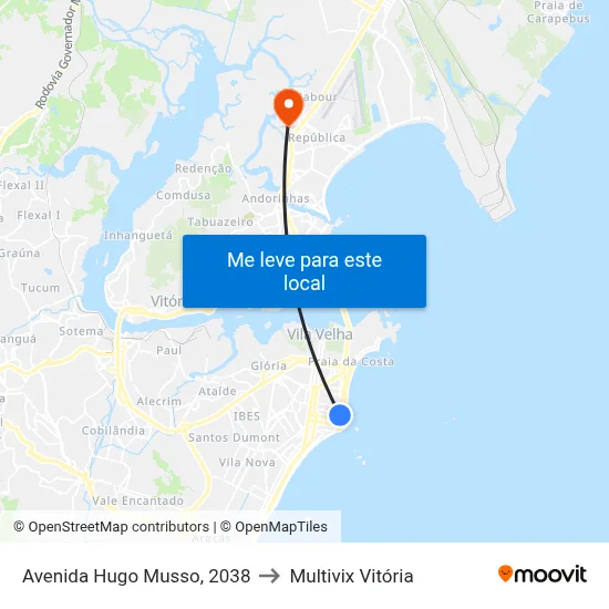 Avenida Hugo Musso, 2038 to Multivix Vitória map