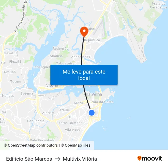 Edifício São Marcos to Multivix Vitória map