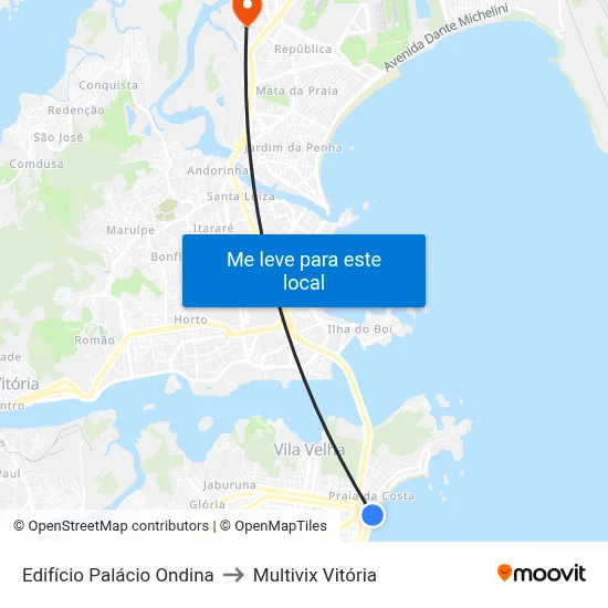 Edifício Palácio Ondina to Multivix Vitória map