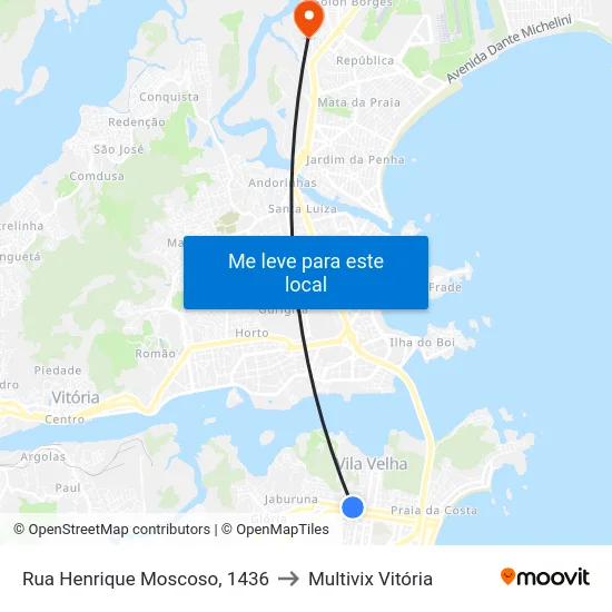 Rua Henrique Moscoso, 1436 to Multivix Vitória map