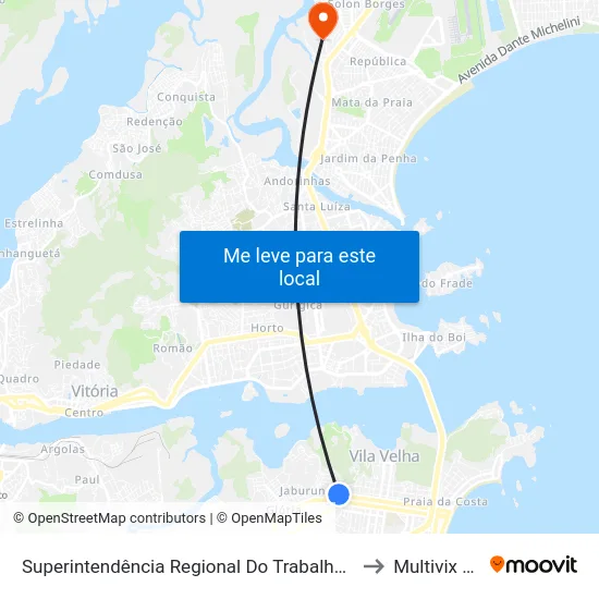 Superintendência Regional Do Trabalho E Emprego - Mte to Multivix Vitória map