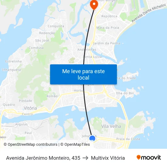 Avenida Jerônimo Monteiro, 435 to Multivix Vitória map