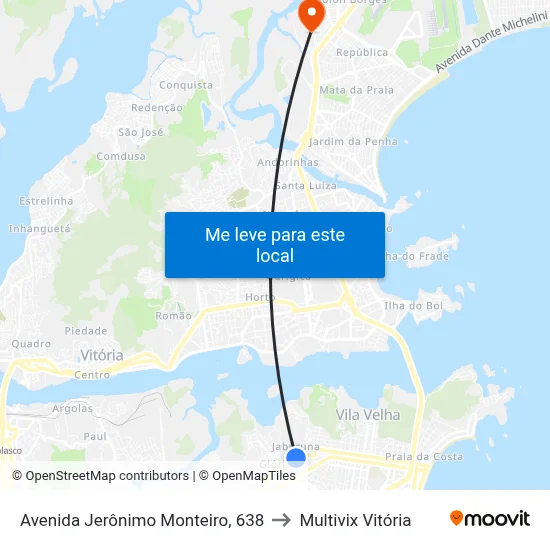 Avenida Jerônimo Monteiro, 638 to Multivix Vitória map