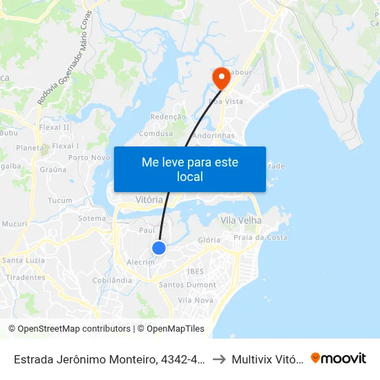 Estrada Jerônimo Monteiro, 4342-4618 to Multivix Vitória map