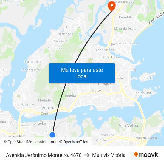Avenida Jerônimo Monteiro, 4878 to Multivix Vitória map