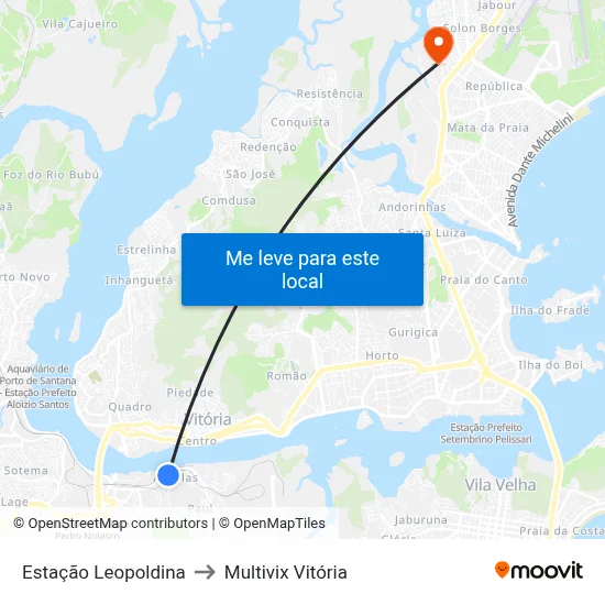 Estação Leopoldina to Multivix Vitória map