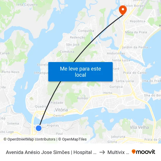 Avenida Anésio Jose Simões | Hospital Estadual De Vila Velha to Multivix Vitória map