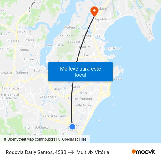 Rodovia Darly Santos, 4530 to Multivix Vitória map