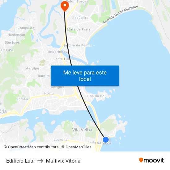 Edifício Luar to Multivix Vitória map