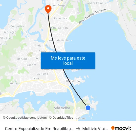 Centro Especializado Em Reabilitação to Multivix Vitória map