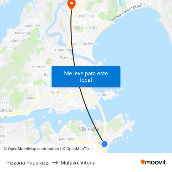 Pizzaria Paparazzi to Multivix Vitória map