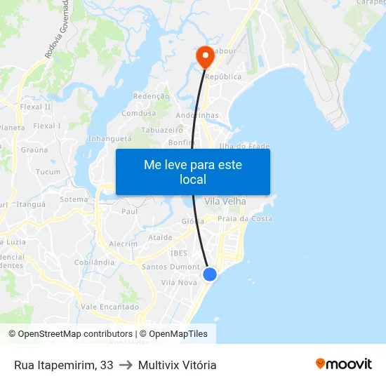 Rua Itapemirim, 33 to Multivix Vitória map