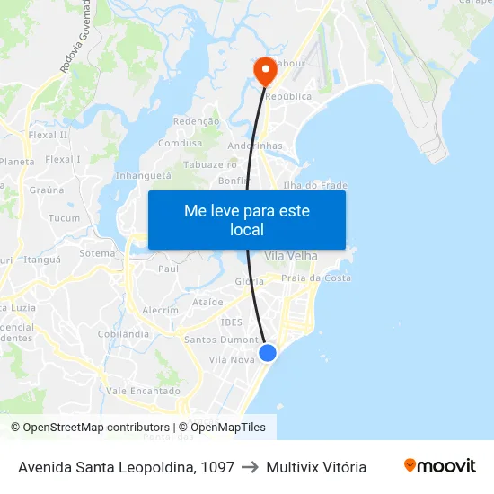 Avenida Santa Leopoldina, 1097 to Multivix Vitória map