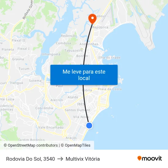 Rodovia Do Sol, 3540 to Multivix Vitória map