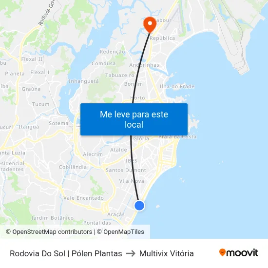 Rodovia Do Sol | Pólen Plantas to Multivix Vitória map