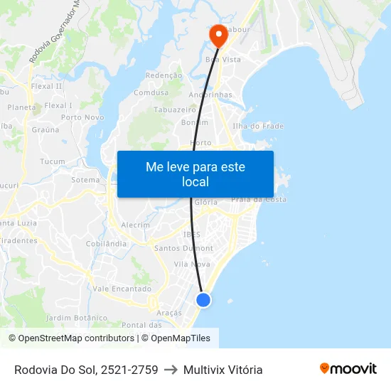 Rodovia Do Sol, 2521-2759 to Multivix Vitória map