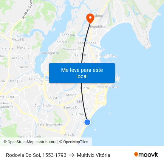 Rodovia Do Sol, 1553-1793 to Multivix Vitória map