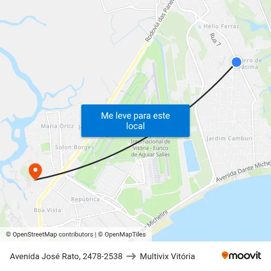 Avenida José Rato, 2478-2538 to Multivix Vitória map