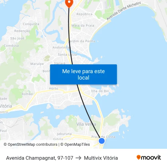 Avenida Champagnat, 97-107 to Multivix Vitória map
