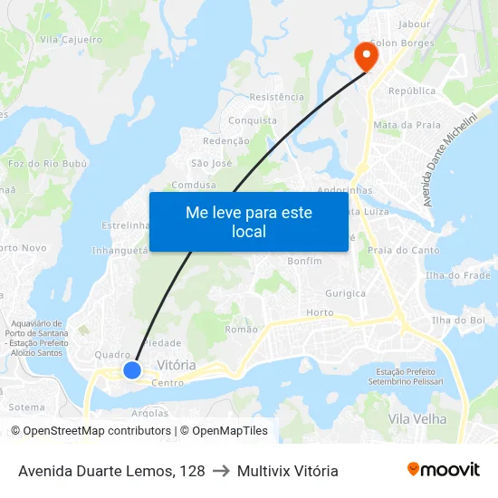 Avenida Duarte Lemos, 128 to Multivix Vitória map