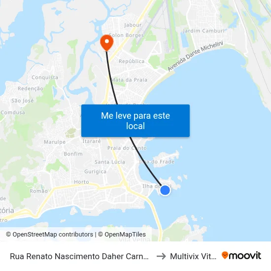 Rua Renato Nascimento Daher Carneiro, 661 to Multivix Vitória map