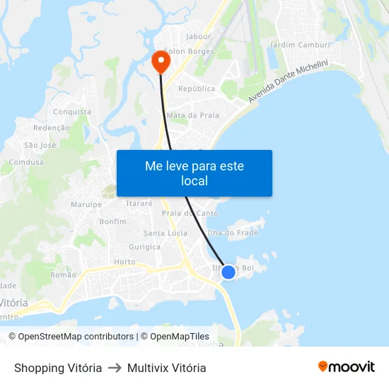 Shopping Vitória to Multivix Vitória map