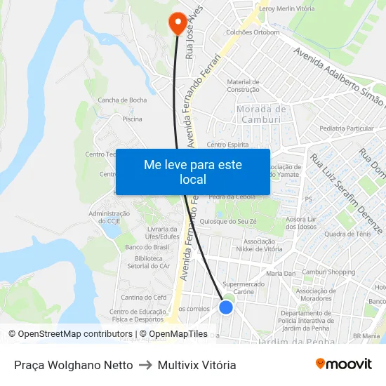 Praça Wolghano Netto to Multivix Vitória map