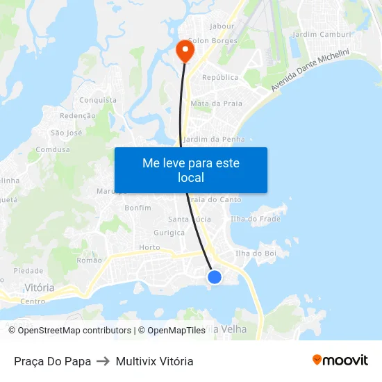 Praça Do Papa to Multivix Vitória map