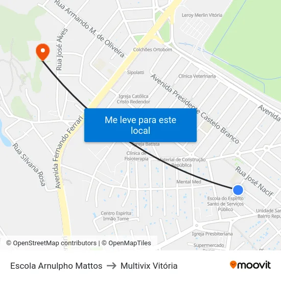 Escola Arnulpho Mattos to Multivix Vitória map
