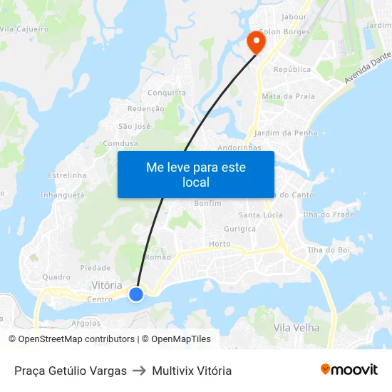 Praça Getúlio Vargas to Multivix Vitória map