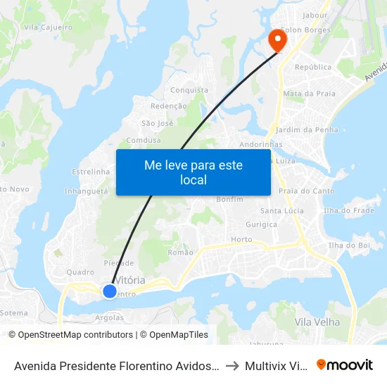 Avenida Presidente Florentino Avidos, 180-260 to Multivix Vitória map