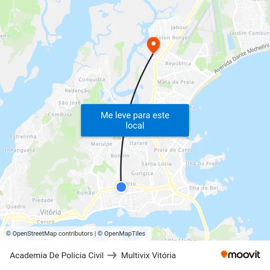Academia De Policia Civil to Multivix Vitória map