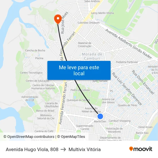 Avenida Hugo Viola, 808 to Multivix Vitória map