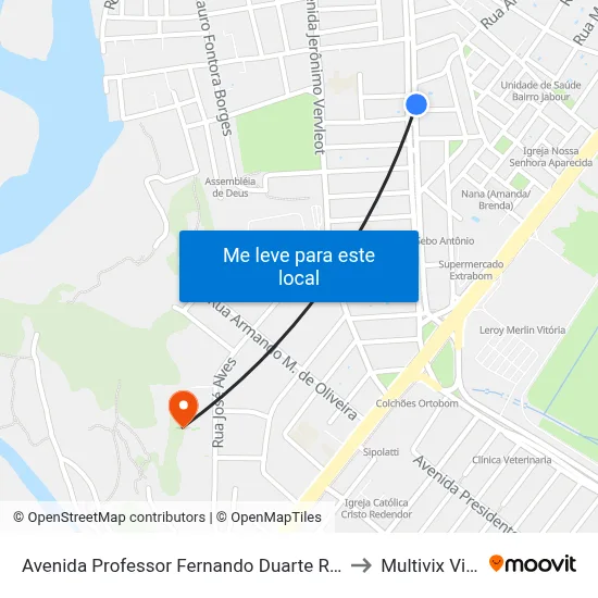 Avenida Professor Fernando Duarte Rabelo, 508 to Multivix Vitória map