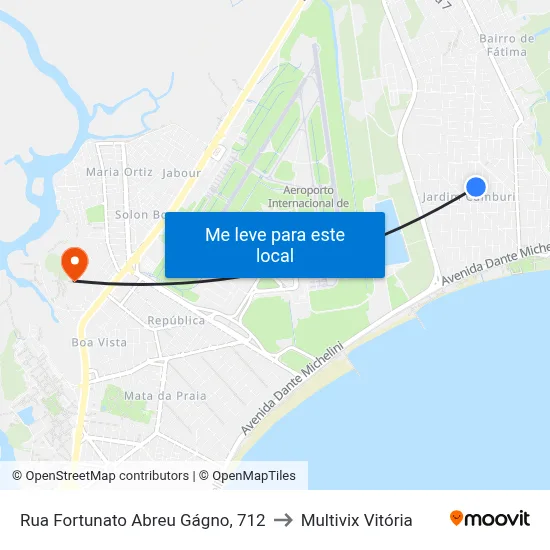 Rua Fortunato Abreu Gágno, 712 to Multivix Vitória map