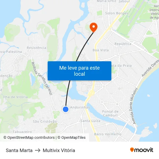 Santa Marta to Multivix Vitória map